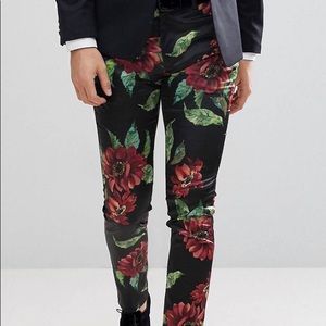 Super Skinny Smart Pants In Bold Floral Print